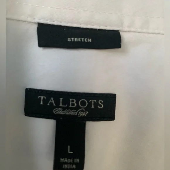Talbots (Large) WHITE Collared, Button Down V- Neck Top - No Stains or Flaws - Picture 2 of 6
